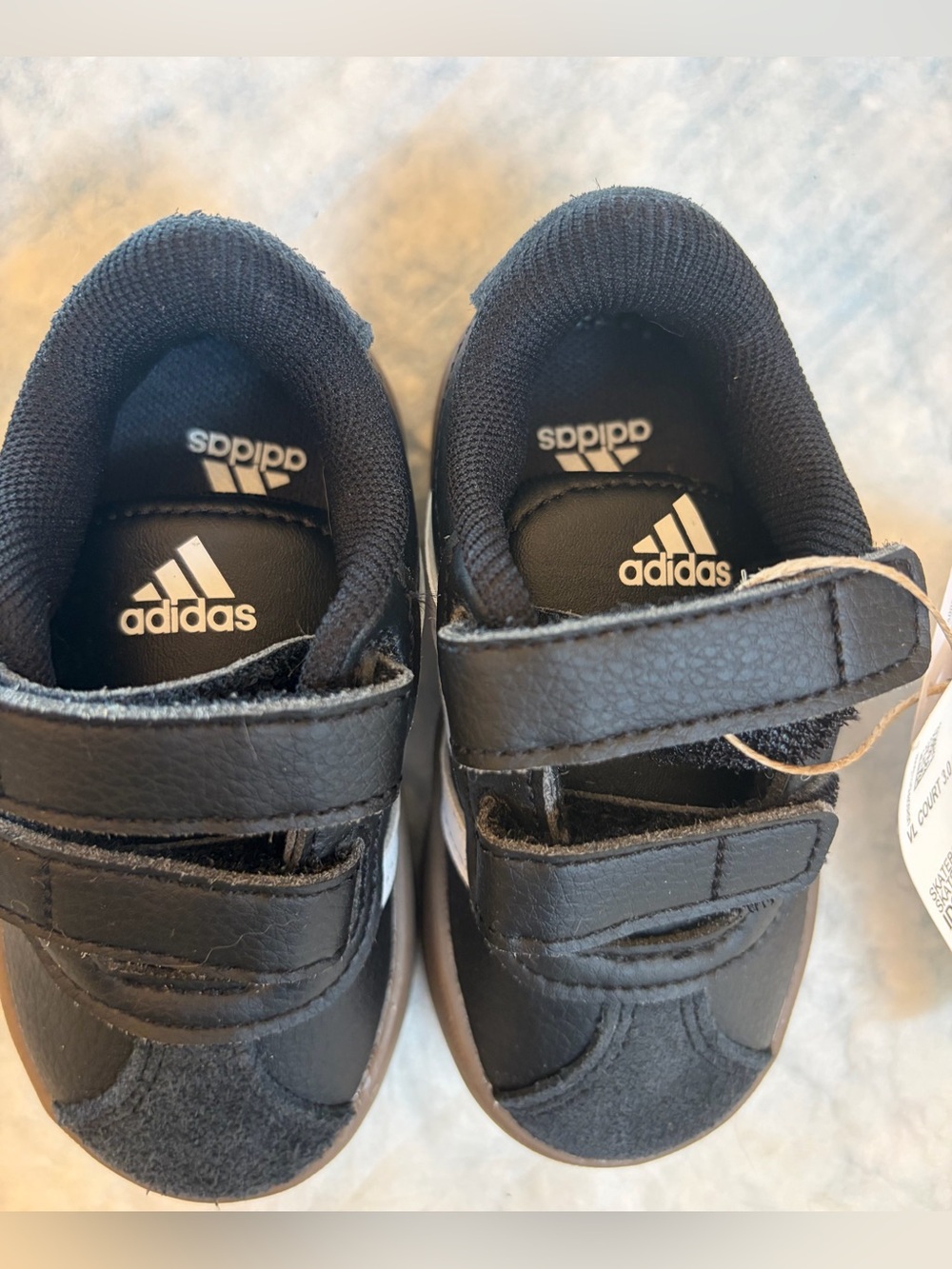 adidas Kids Black Sneakers with Velcro Straps